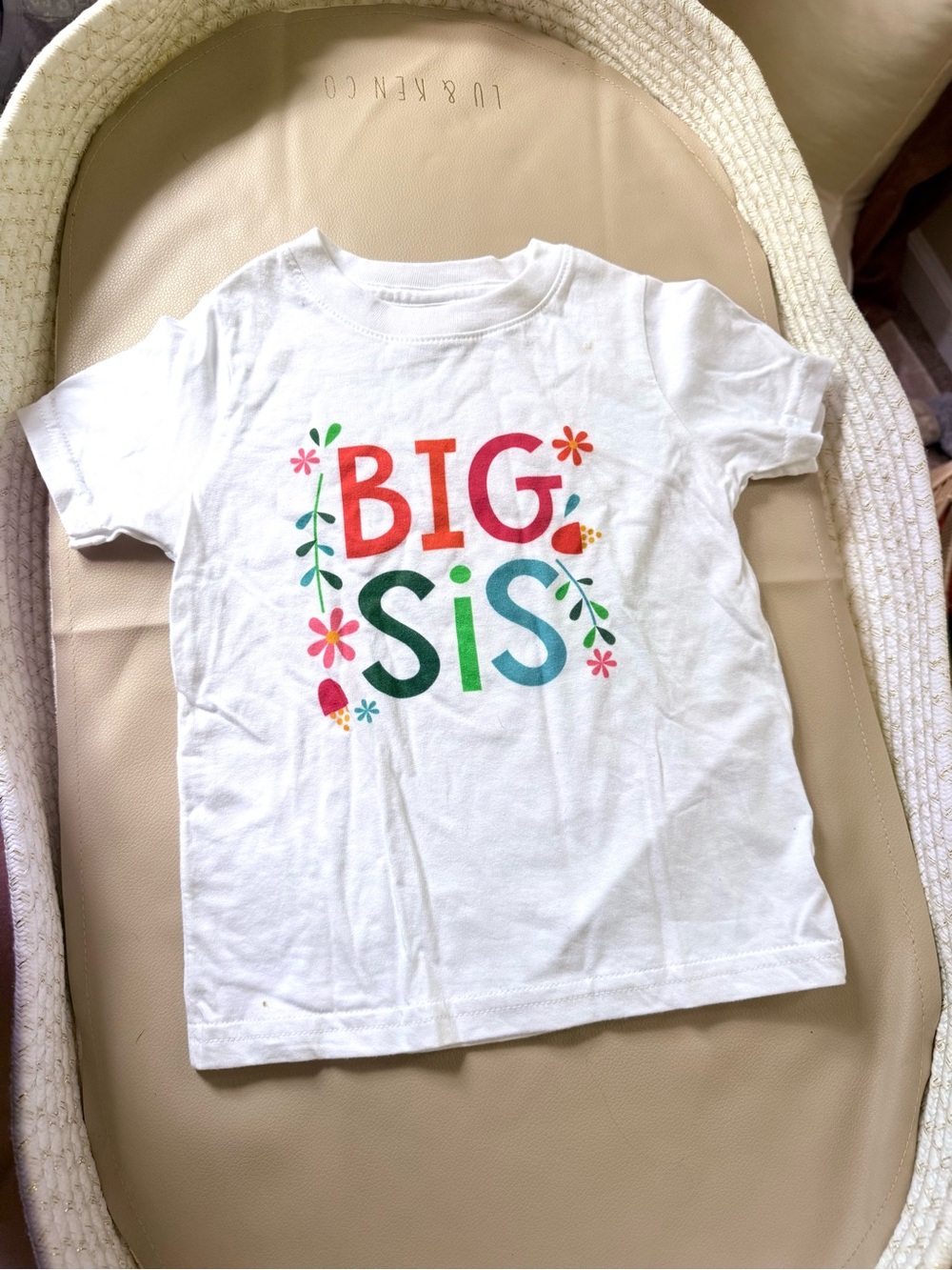 2 for $10 White 'BIG SIS' Floral Graphic Tees (two included)